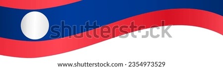 Laos flag wave isolated on png or transparent background