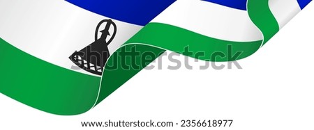 Lesotho flag wave isolated on png or transparent background