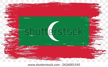 Maldives flag with brush paint textured isolated  on png or transparent background. vector illustration