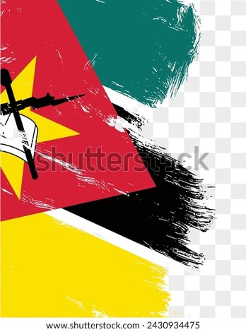 Mozambique flag with brush paint textured isolated  on png or transparent background. vector illustration