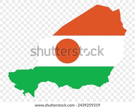 Niger map  flag on transparent  background. vector illustration. 