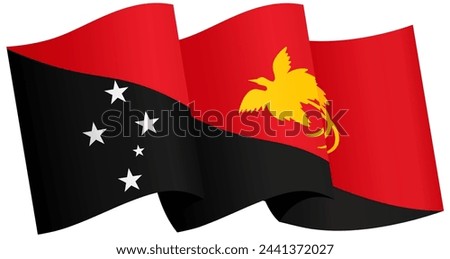 Papua New Guinea flag wave isolated on png or transparent background vector illustration.