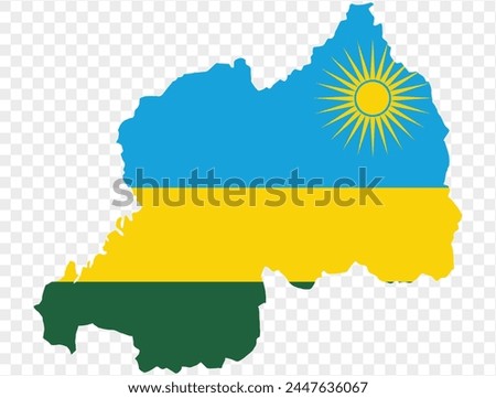 Rwanda map flag on transparent  background. vector illustration.  