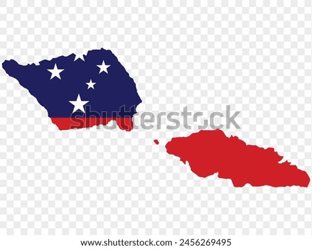 Samoa map flag on transparent  background. vector illustration.  