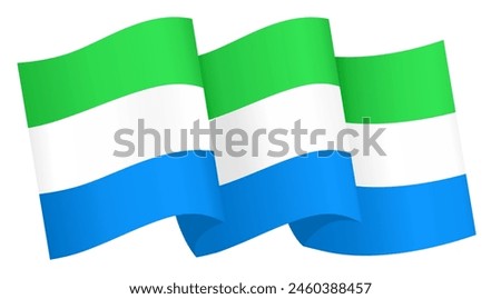 Sierra Leone flag wave isolated on png or transparent background vector illustration.