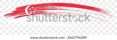 Singapore flag brush paint textured isolated  on png or transparent background. vector illustration