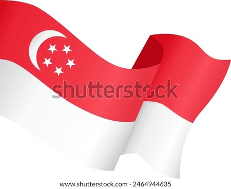 Singapore flag wave isolated on png or transparent background vector illustration.