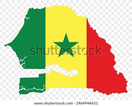 Senegal map flag on transparent  background. vector illustration. 