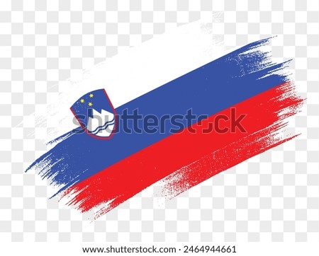 Slovenia flag  brush paint textured isolated  on png or transparent background. vector illustration