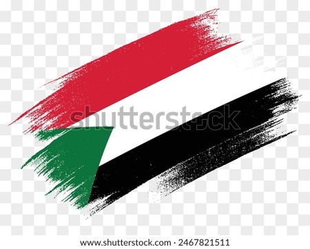 Sudan flag brush paint textured isolated  on png or transparent background. vector illustration