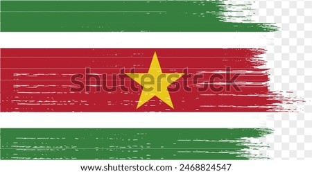 Suriname flag brush paint textured isolated  on png or transparent background. vector illustration