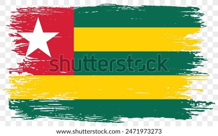 Togo flag brush paint textured isolated  on png or transparent background. vector illustration 