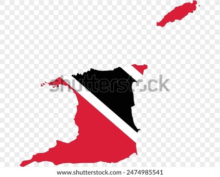 Trinidad and Tobago map flag  isolated on png or transparent background vector illustration.