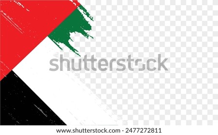 United Arab Emirates or UAE flag  brush paint textured isolated  on png or transparent background. vector illustration 