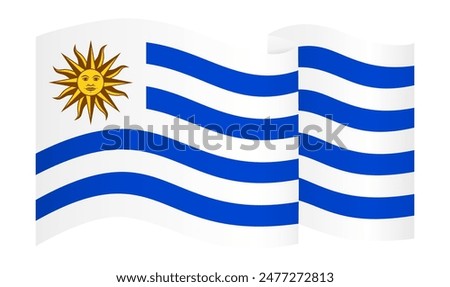 Uruguay flag wave isolated on png or transparent background vector illustration. 