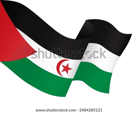 Western Sahara flag wave isolated on png or transparent background vector illustration.  