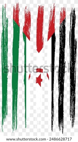 Western Sahara flag brush paint textured isolated  on png or transparent background. vector illustration  