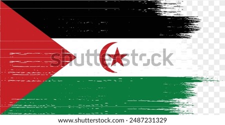 Western Sahara flag brush paint textured isolated  on png or transparent background. vector illustration  