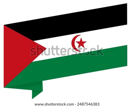 Western Sahara flag wave isolated on png or transparent background vector illustration.  