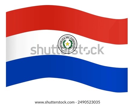 Paraguay flag wave isolated on png or transparent background vector illustration.