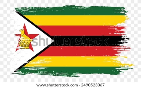 Zimbabwe flag brush paint textured isolated on png or transparent background. vector illustration  