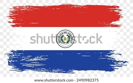 Paraguay flag brush paint textured isolated on png or transparent background. vector illustration  