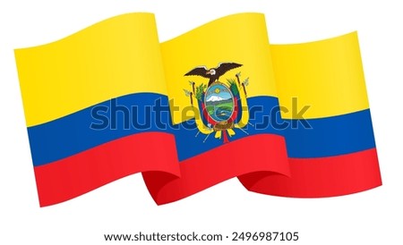 Ecuador flag wave isolated on png or transparent background vector illustration.