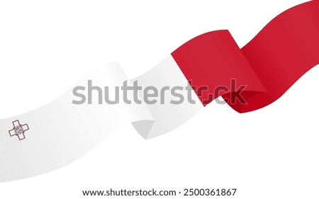 Malta flag wave isolated on png or transparent background vector illustration.