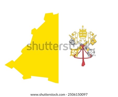 Vatican City flag map flag isolated on png or transparent background vector illustration. 