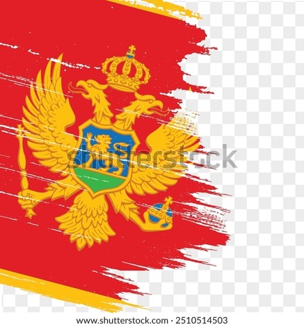 Montenegro flag brush paint textured isolated on png or transparent background. vector illustration  