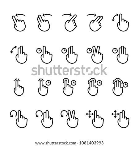 Simple line icon set of Touch Gesture. Pixel perfect icons