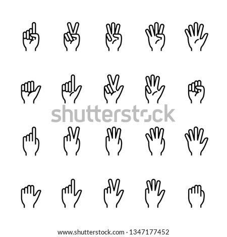 Simple line icon set of Finger counting