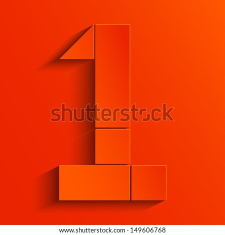 Orange abstract digit one
