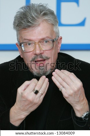 Eduard Limonov, a Russian nationalist writer and political dissident, attends a news conference in Moscow on February 26, 2008.