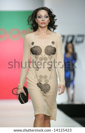 Model presents a creation from the collection by Russian designer Polyanskaya during the Russian Fashion Week in Moscow.
