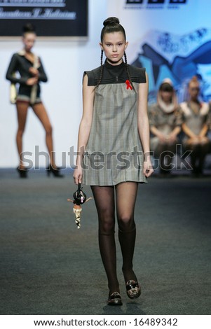MOSCOW - APRIL 7: Model walks the runway during the Mainaim Collection as part of Russian Fashion Week April 7, 2007 in Moscow, Russia.