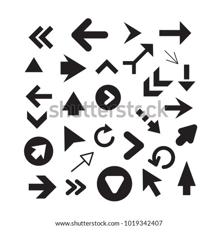 Arrow icon set isolated on white background. Trendy collection of different arrow icons in flat style for web site. Cretive arrow template for app, ui and logo, vector illustration eps 10