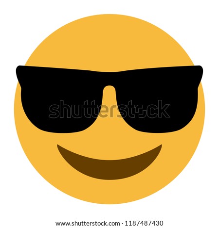 Emoji with dark sunglasses face vector isolated on white background. Emoji with dark sunglasses face for web site, app, ui and t shirt. Vector illustration, eps 10