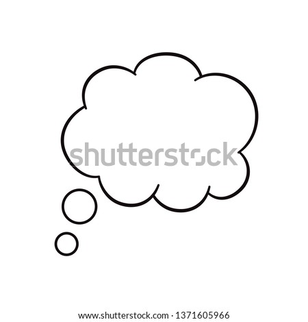 Think bubble isolated on white background. Trendy think bubble in flat style. Modern template for social network and label. Creative thought balloon. Cloud line art, vector illustration