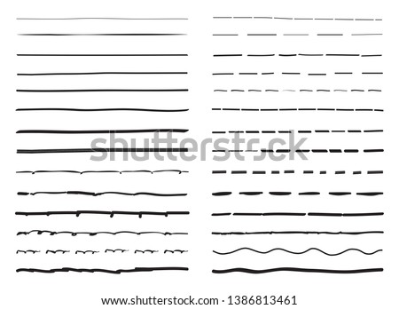 Lines hand drawn vector set isolated on white background. Collection of doodle lines, hand drawn template. Black marker and grunge brush stroke lines, vector illustration