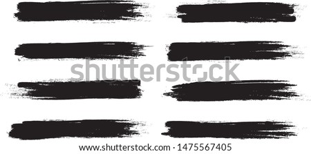Brush stroke set isolated on white background.Collection of brush stroke for black ink paint, grunge backdrop, dirt banner,watercolor design and dirty texture.Creative art concept, vector illustration