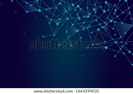 Network abstract connection isolated on blue background. Network technology background with dots and lines for backdrop and ai design.Modern abstract concept. Vector illustration of network technology