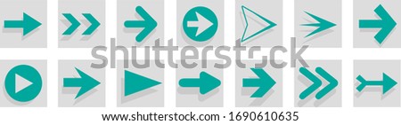 Arrow icon set isolated on white background. Trendy collection of different arrow icons in flat style. Creative arrows template for web site, mobile app, graphic design, ui and logo. Vector symbol