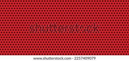 Black polka dot pattern on red background. Straight dot pattern for backdrop and wallpaper template. Simple classic polka dot lines with repeat stripes texture. Polka background, vector illustration