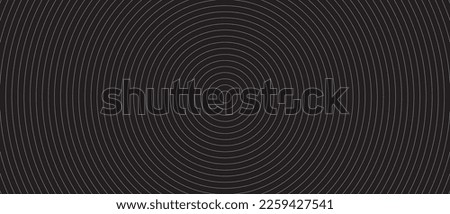 Circle lines pattern on black background. Circle lines pattern for backdrop, brochure, wallpaper template. Realistic lines with repeat circles texture. Simple geometric background, vector illustration