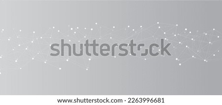 White network. Abstract connection on grey background. Network technology background with dots and lines for desktop. Ai system background. Abstract concept. Line background, network technology