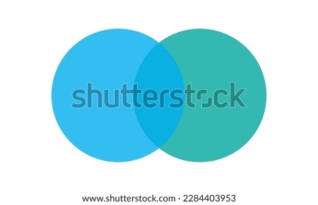 2 blue and teal color circles background with overlap layer. For wallpaper, cover, banner, poster and placard. Abstract flat background for business card and flyer template, vector illustration 