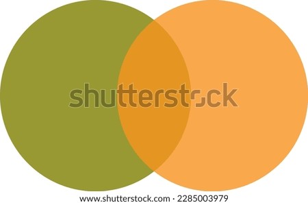 2 green and orange color circles background with overlap layer. For wallpaper, cover, banner, poster and placard. Abstract flat background for business card and flyer template, vector illustration 