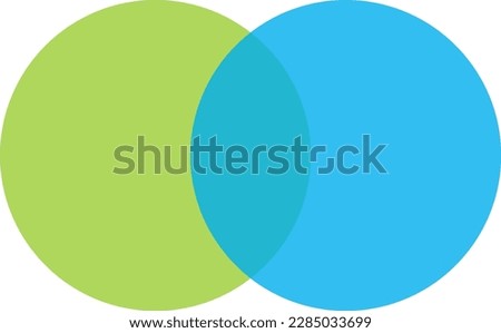 2 blue and green color circles background with overlap layer. For wallpaper, cover, banner, poster and placard. Abstract flat background for business card and flyer template, vector illustration 