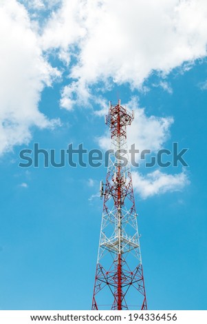 antenna of cellular communication with blue sky
